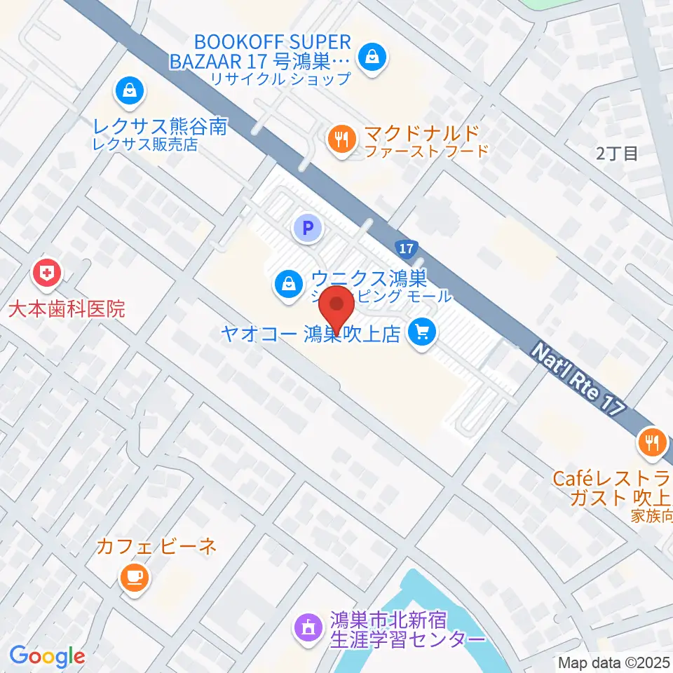 ウニクスカルチャーセンター鴻巣周辺のホテル一覧地図