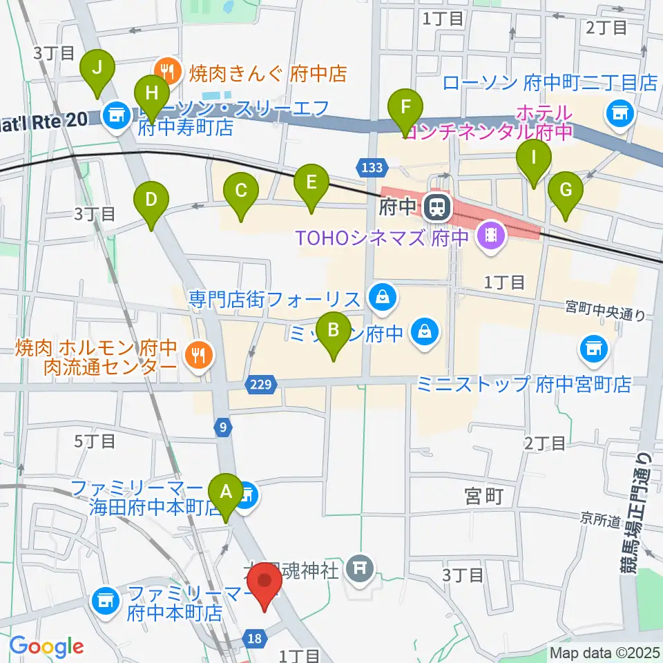 ヨークカルチャーセンター府中周辺のホテル一覧地図