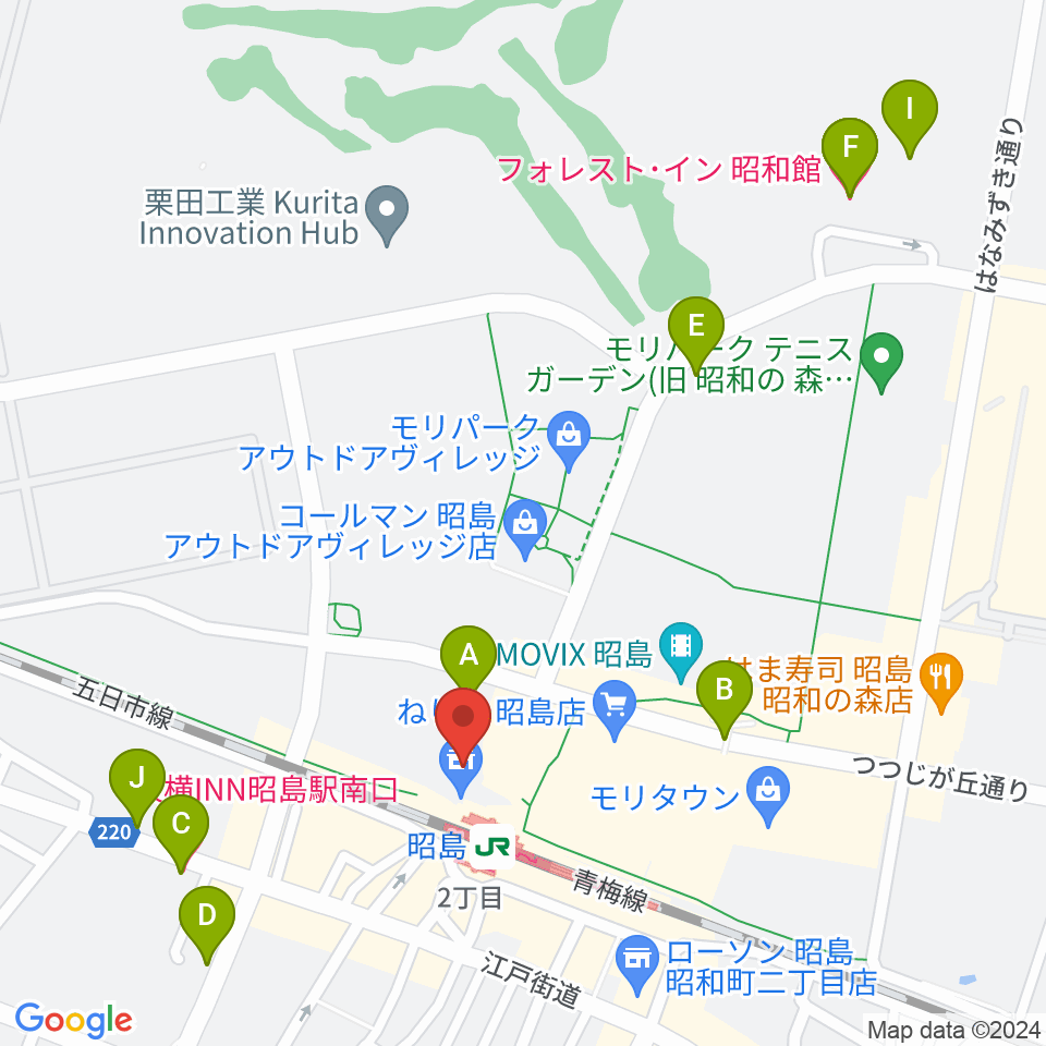 昭和の森カルチャーセンター周辺のホテル一覧地図