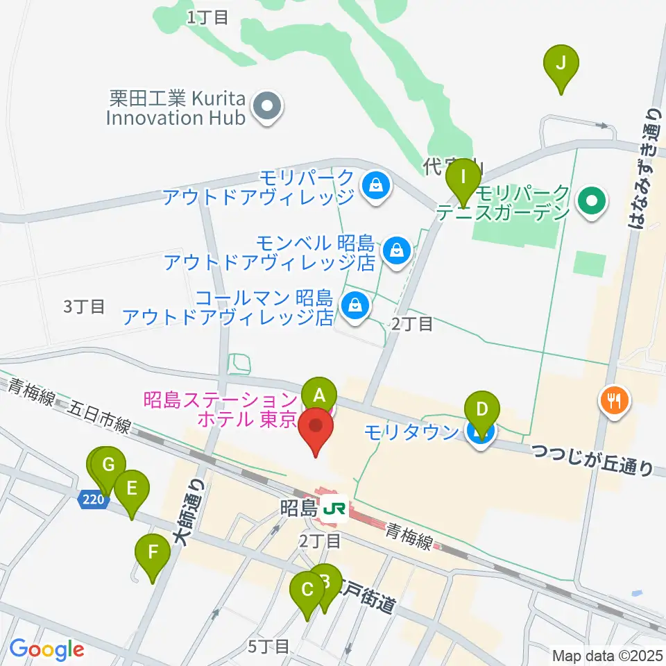 昭和の森カルチャーセンター周辺のホテル一覧地図