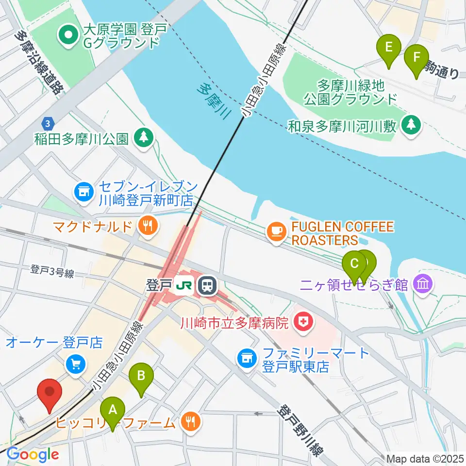 アミーズボーカルスクール向ヶ丘遊園校周辺のホテル一覧地図