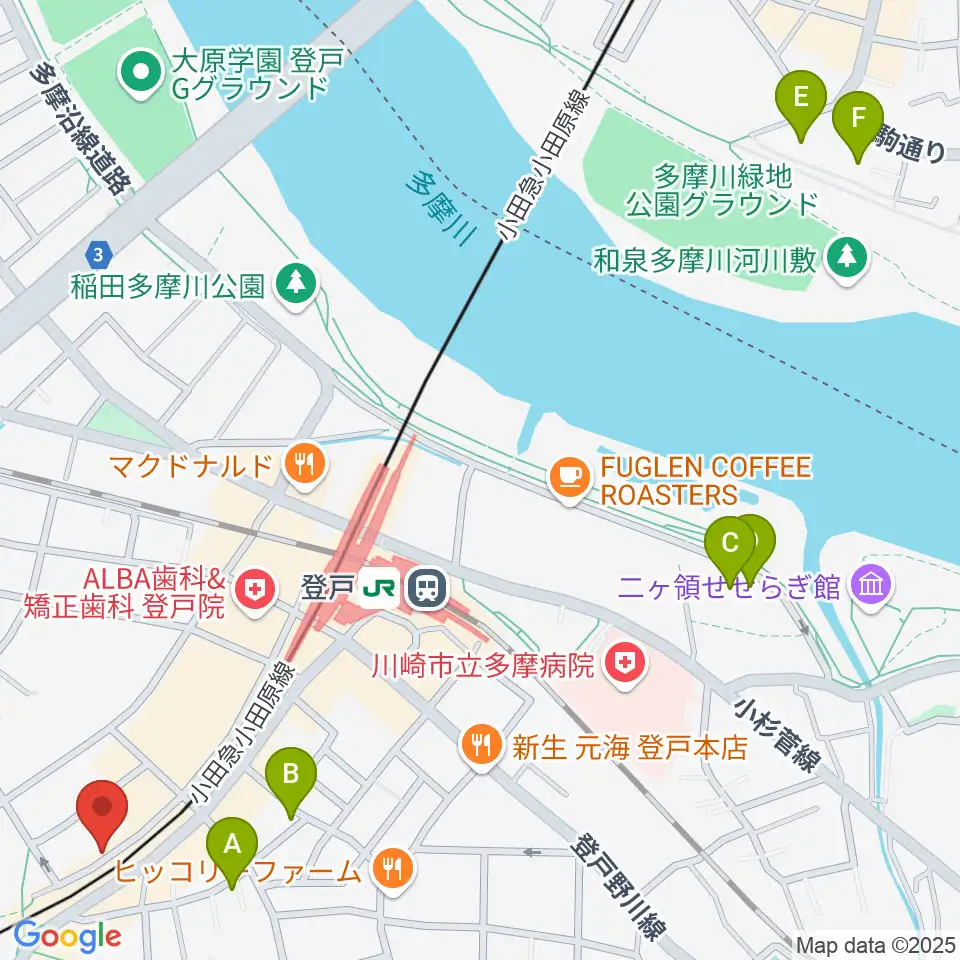 アミーズボーカルスクール向ヶ丘遊園校周辺のホテル一覧地図