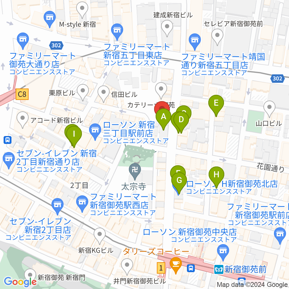アミーズボーカルスクール新宿三丁目校周辺のホテル一覧地図