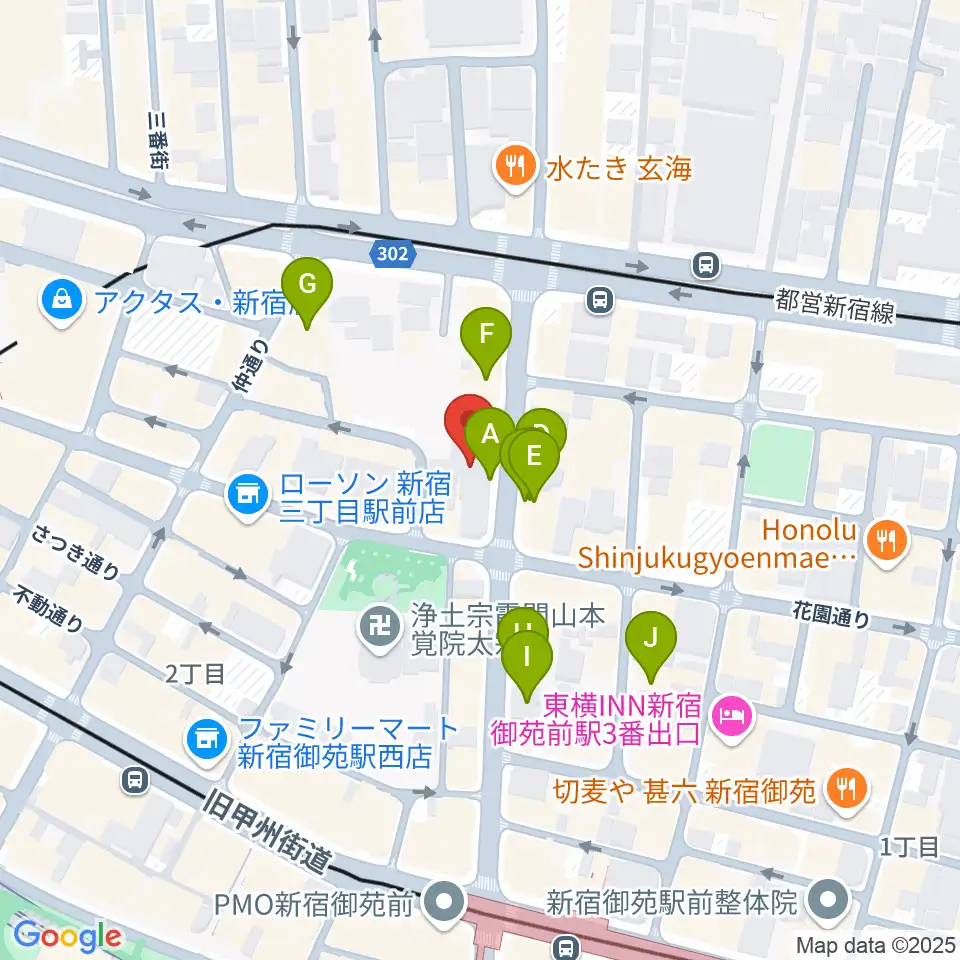 アミーズボーカルスクール新宿三丁目校周辺のホテル一覧地図