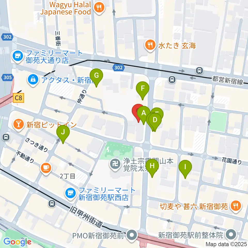 アミーズボーカルスクール新宿三丁目校周辺のホテル一覧地図