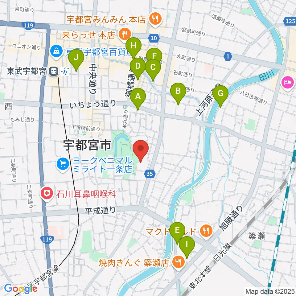 宇都宮ビッグアップル周辺のホテル一覧地図