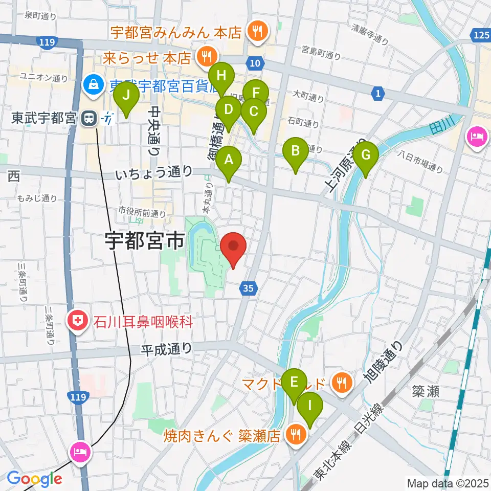 宇都宮ビッグアップル周辺のホテル一覧地図