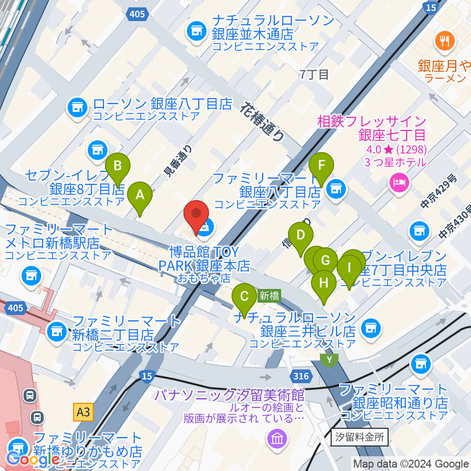 博品館劇場周辺のホテル一覧地図