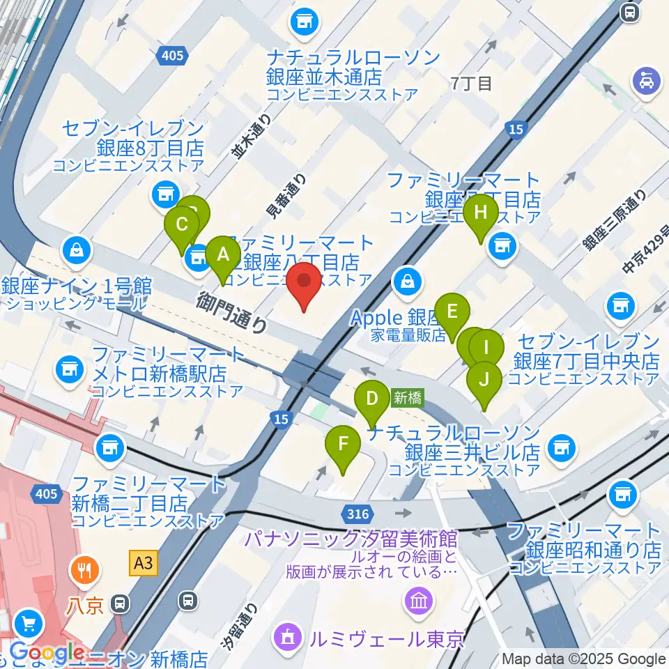 博品館劇場周辺のホテル一覧地図