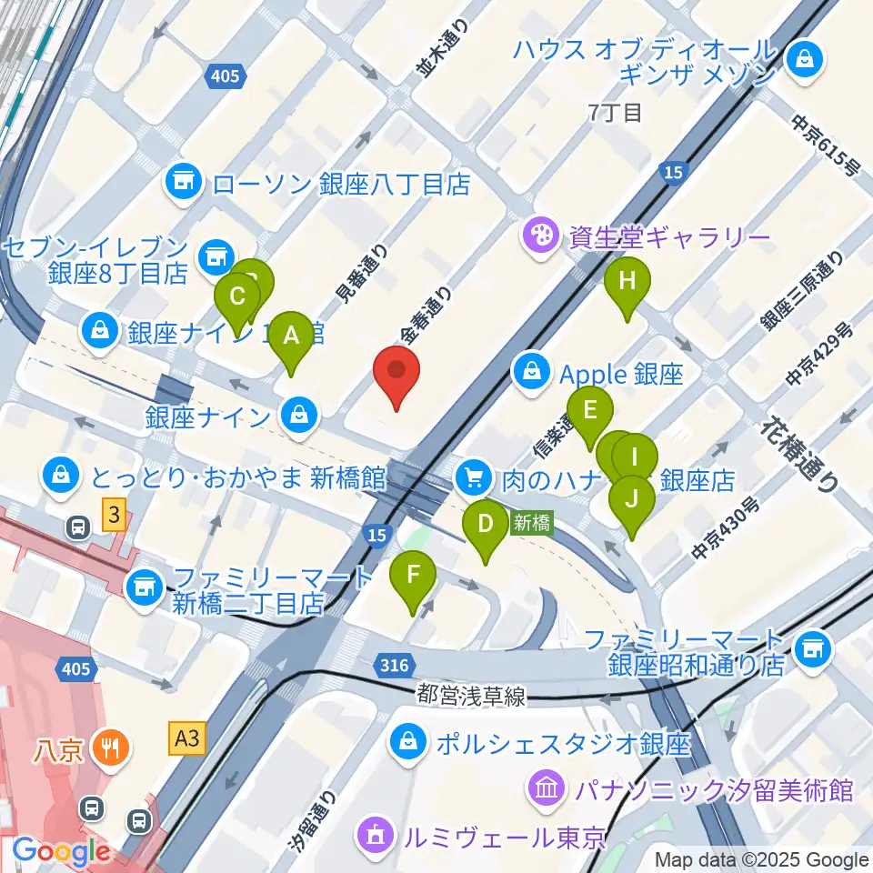 博品館劇場周辺のホテル一覧地図