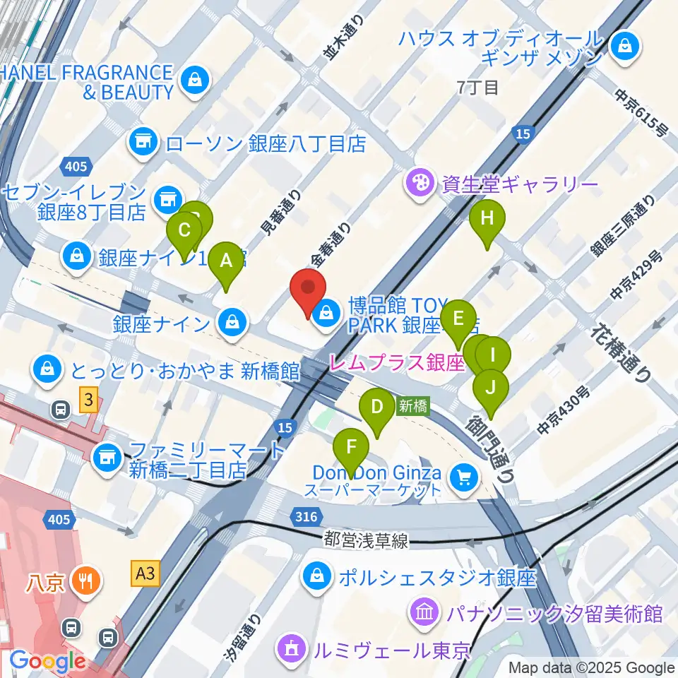博品館劇場周辺のホテル一覧地図