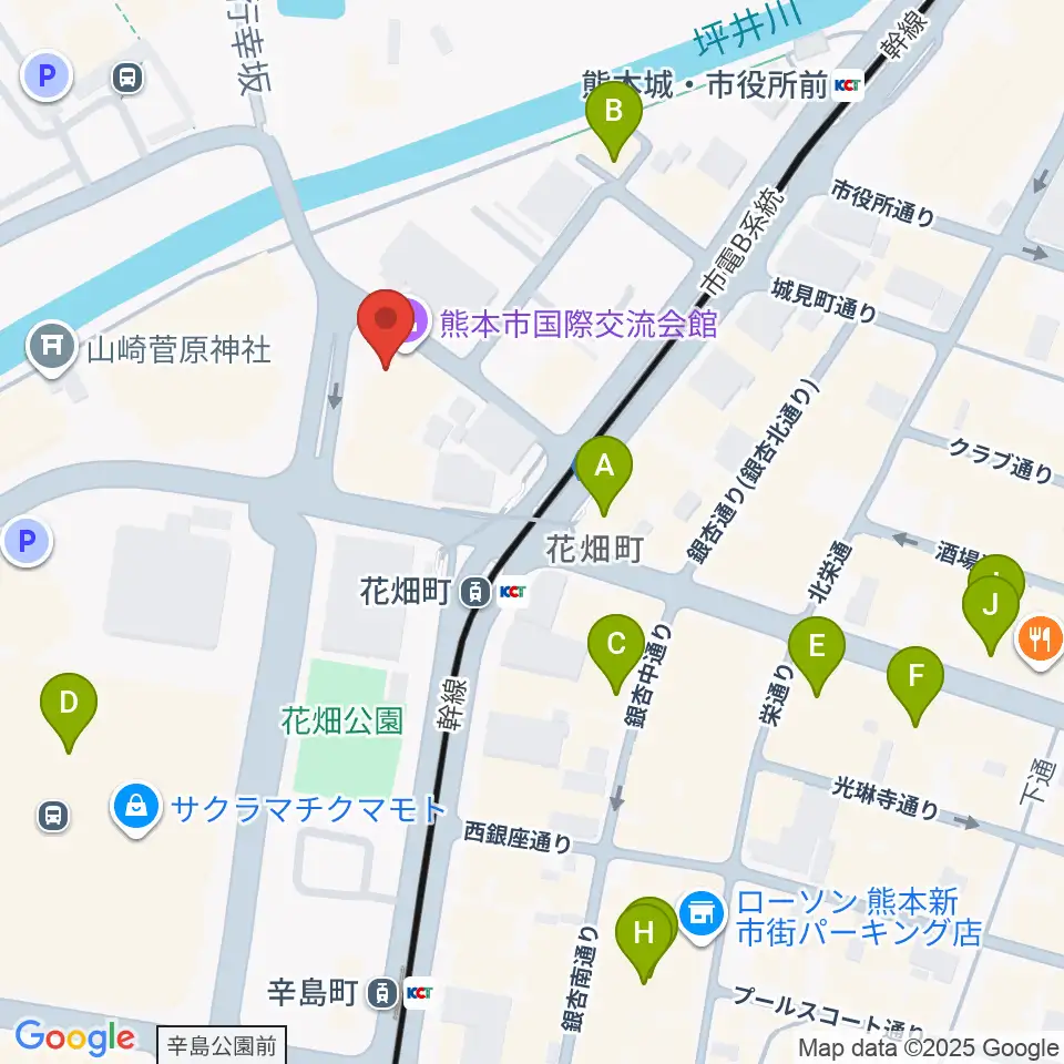 熊本市国際交流会館周辺のホテル一覧地図