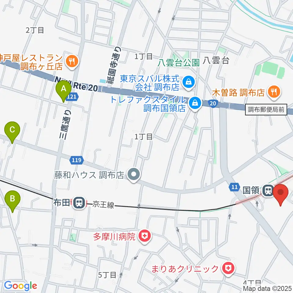調布カルチャーセンター周辺のホテル一覧地図