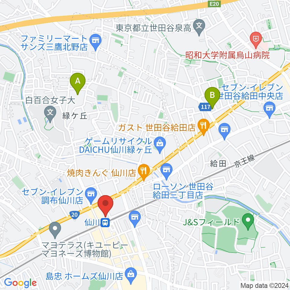 仙川カルチャーセンター周辺のホテル一覧地図
