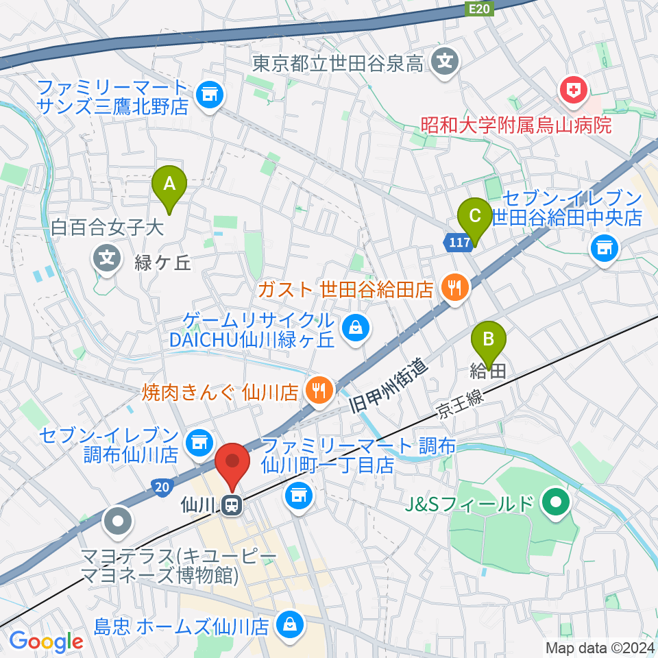 仙川カルチャーセンター周辺のホテル一覧地図