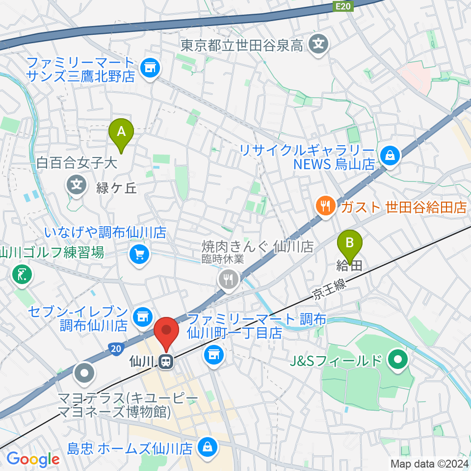 仙川カルチャーセンター周辺のホテル一覧地図