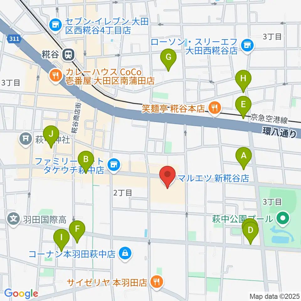 羽田カルチャーセンター周辺のホテル一覧地図