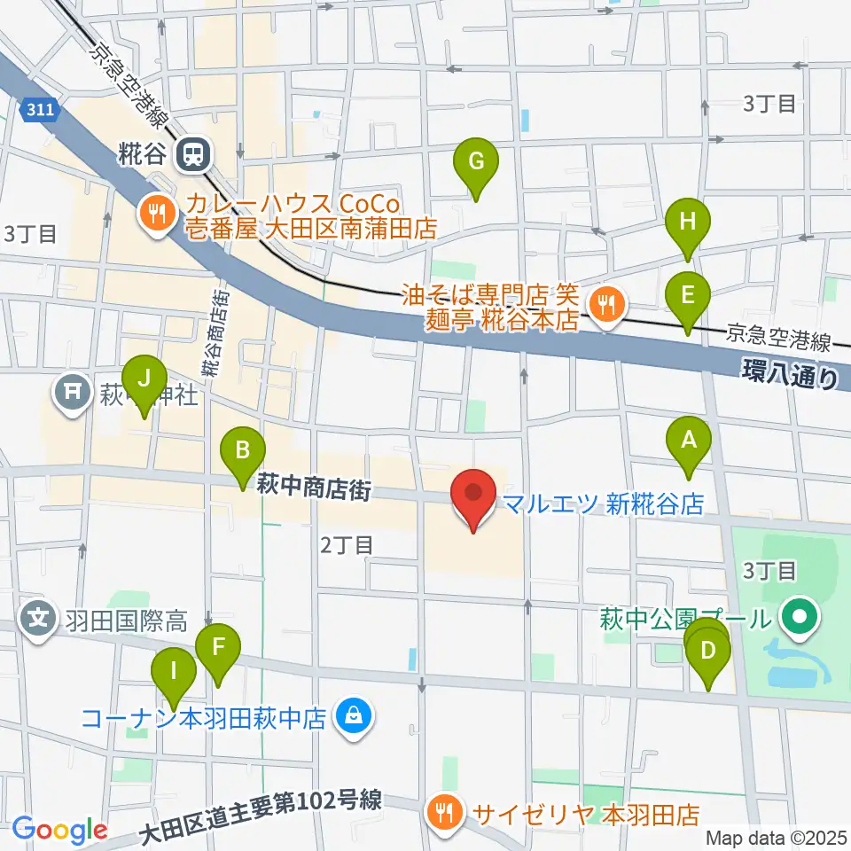 羽田カルチャーセンター周辺のホテル一覧地図