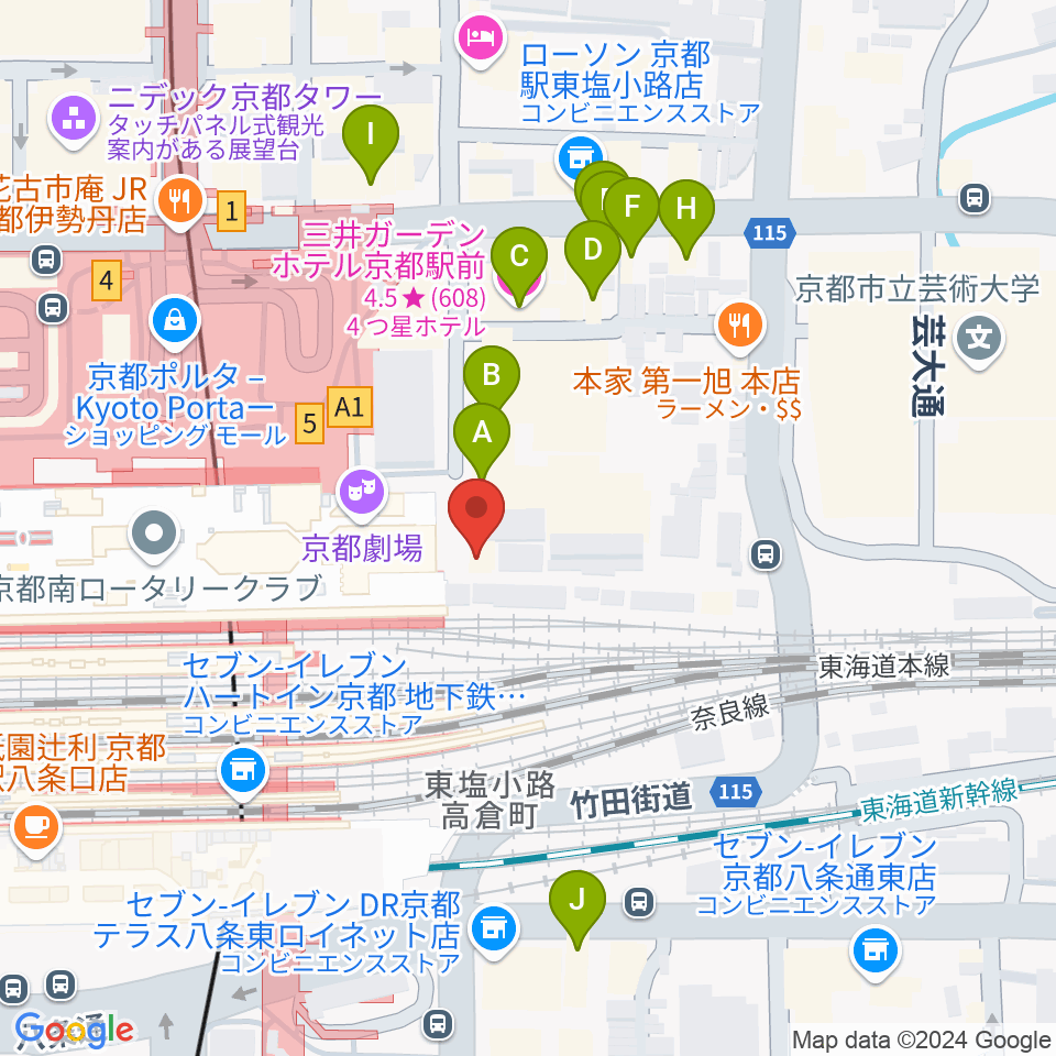 JEUGIA ミュージックサロン京都駅周辺のホテル一覧地図