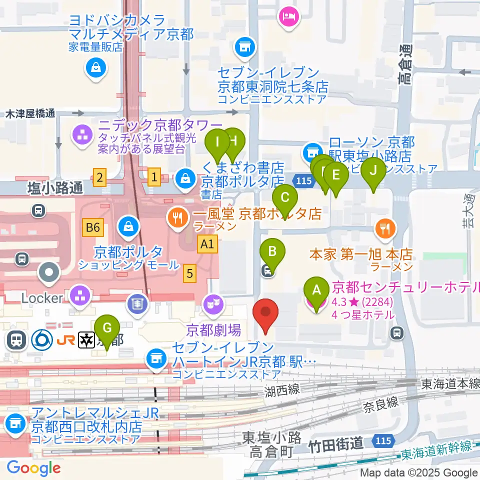JEUGIA ミュージックサロン京都駅周辺のホテル一覧地図