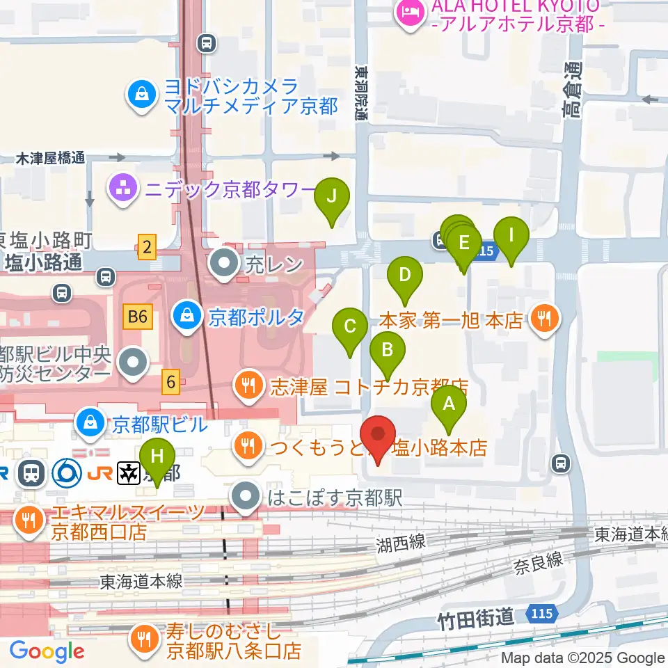 JEUGIA ミュージックサロン京都駅周辺のホテル一覧地図