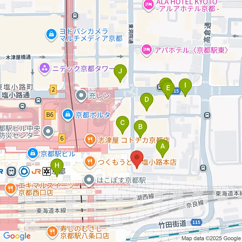 JEUGIA ミュージックサロン京都駅周辺のホテル一覧地図