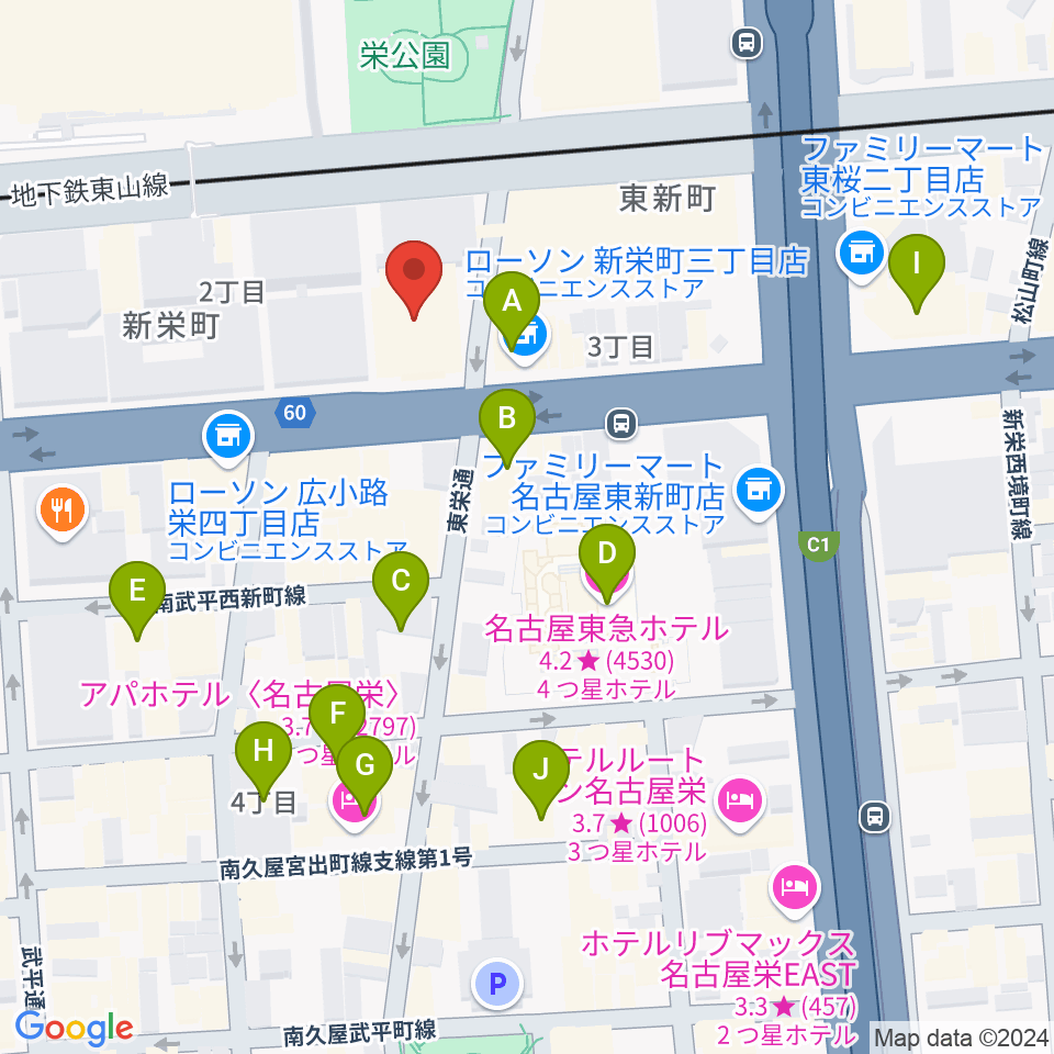 名古屋音楽学校 貸し練習室周辺のホテル一覧地図