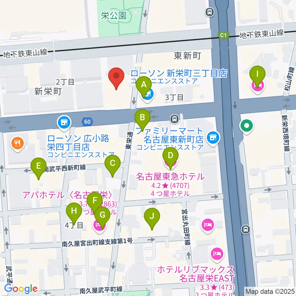 名古屋音楽学校 貸し練習室周辺のホテル一覧地図