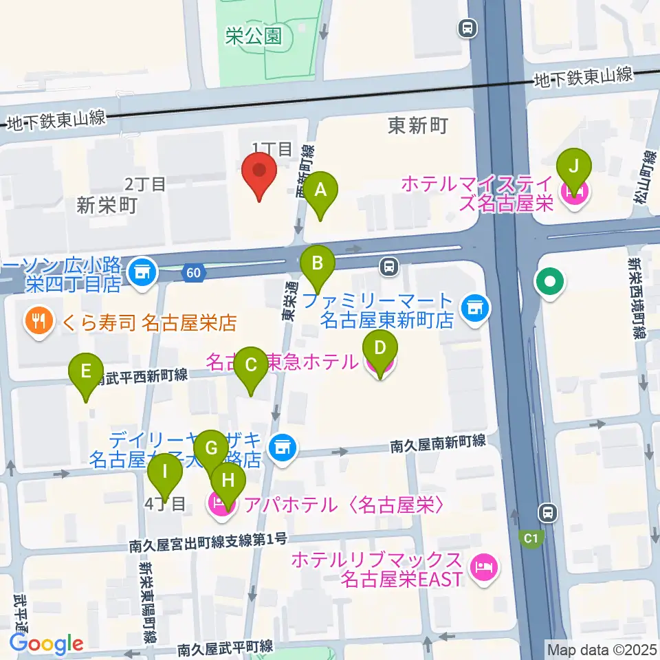 名古屋音楽学校 貸し練習室周辺のホテル一覧地図