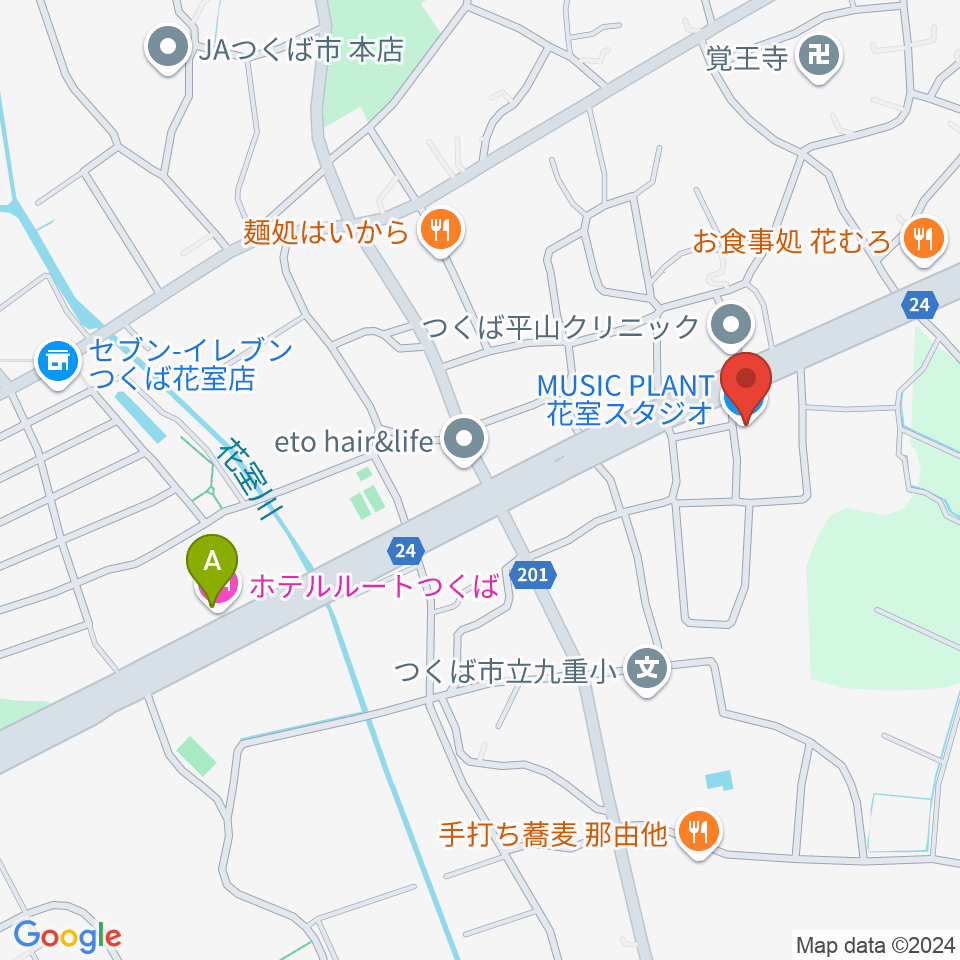 ミュージックプラント 花室スタジオ周辺のホテル一覧地図