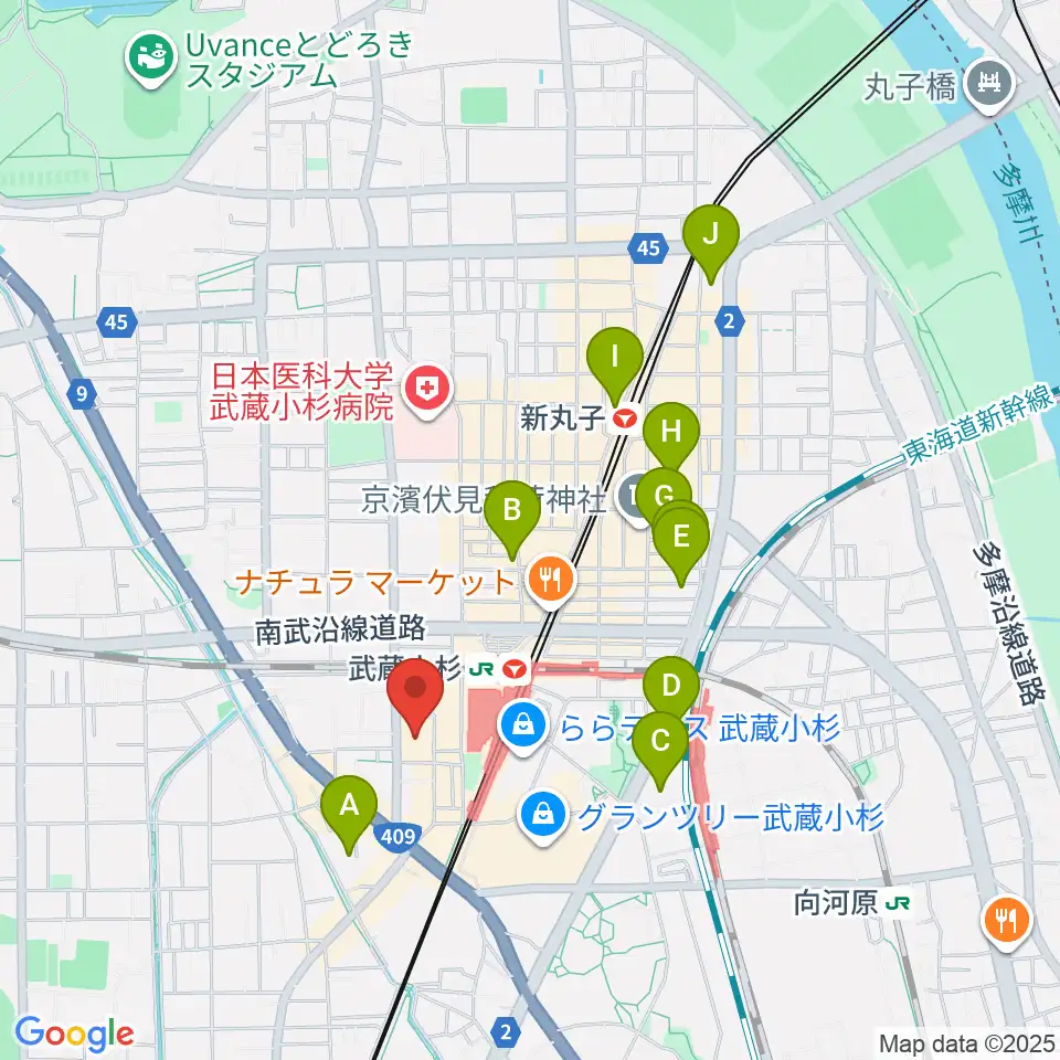 ヨークカルチャーセンター小杉周辺のホテル一覧地図