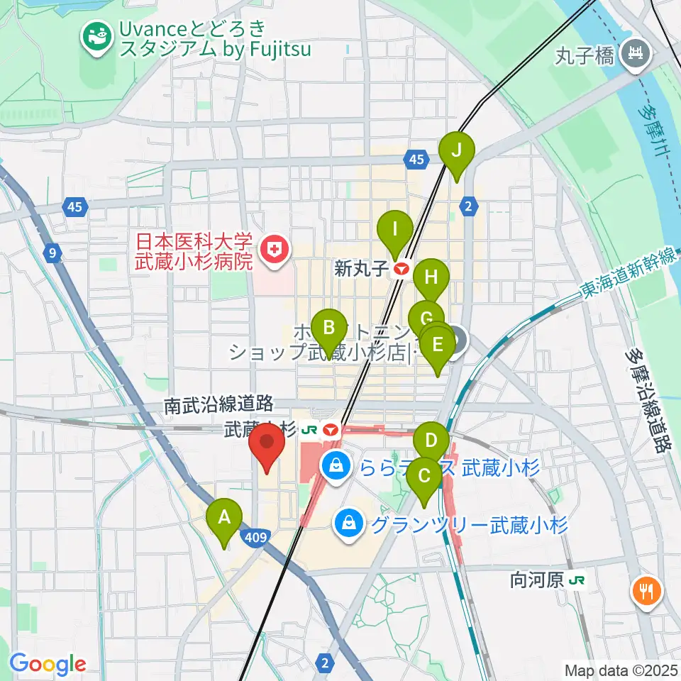 ヨークカルチャーセンター小杉周辺のホテル一覧地図
