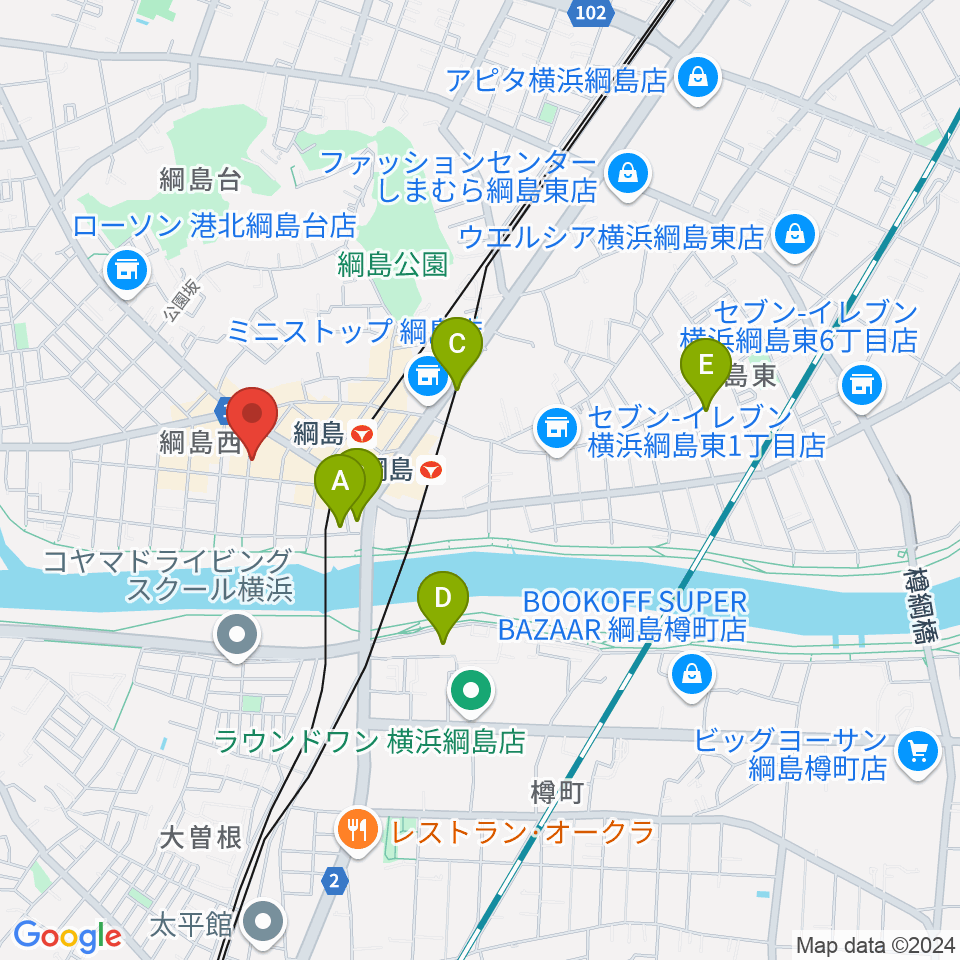 綱島カルチャーセンター周辺のホテル一覧地図