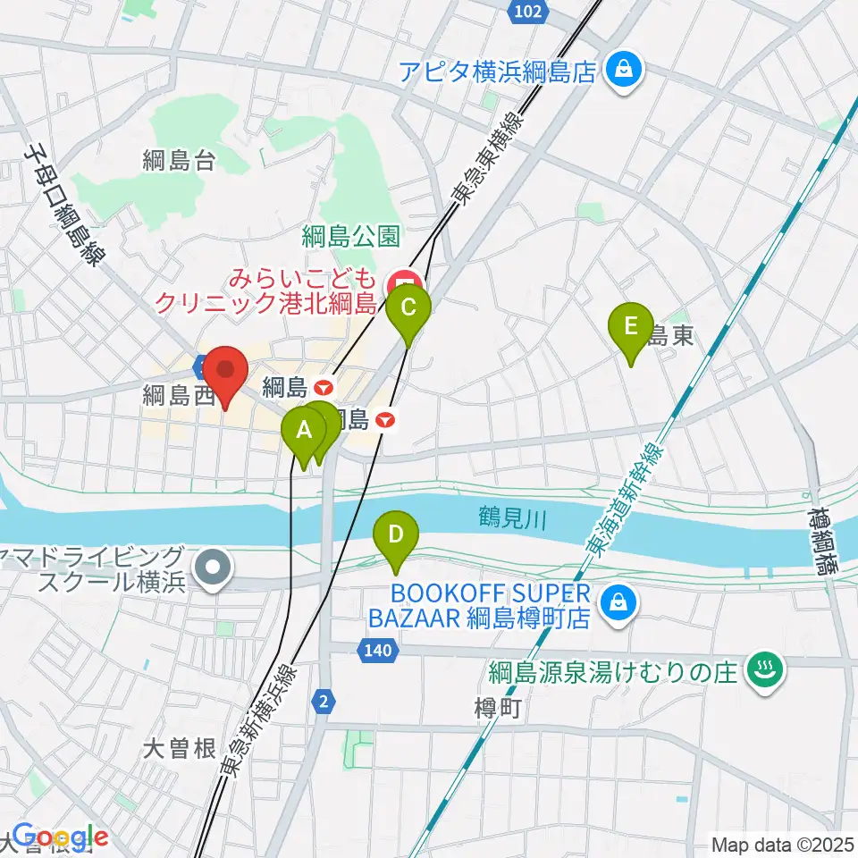 綱島カルチャーセンター周辺のホテル一覧地図