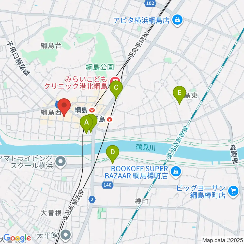 綱島カルチャーセンター周辺のホテル一覧地図