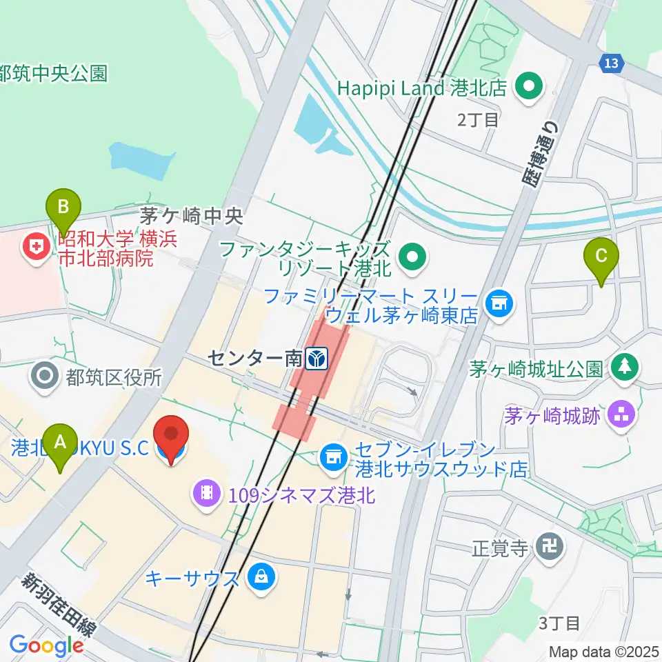 港北カルチャーセンター周辺のホテル一覧地図