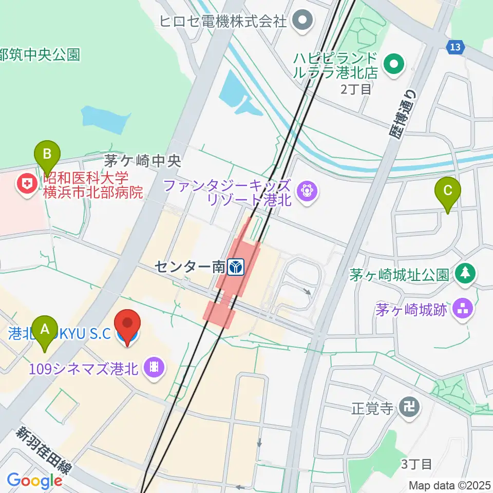 港北カルチャーセンター周辺のホテル一覧地図