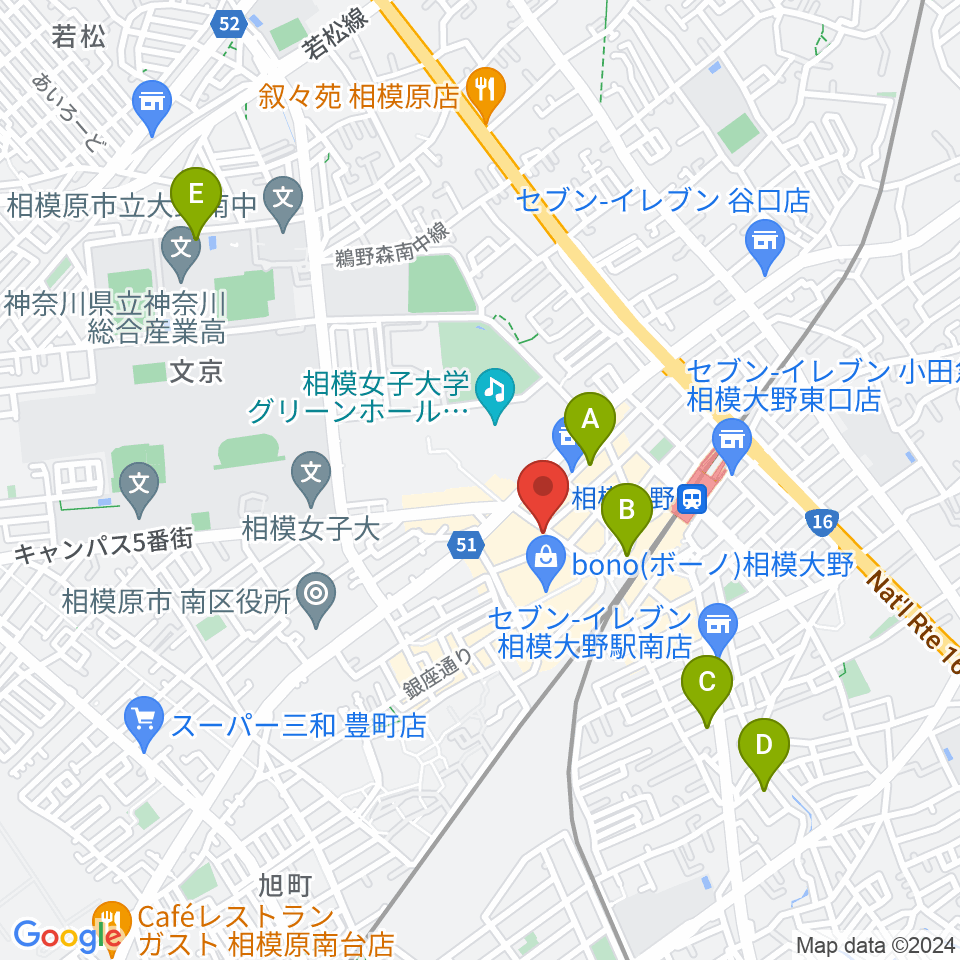 相模大野カルチャーセンター周辺のホテル一覧地図