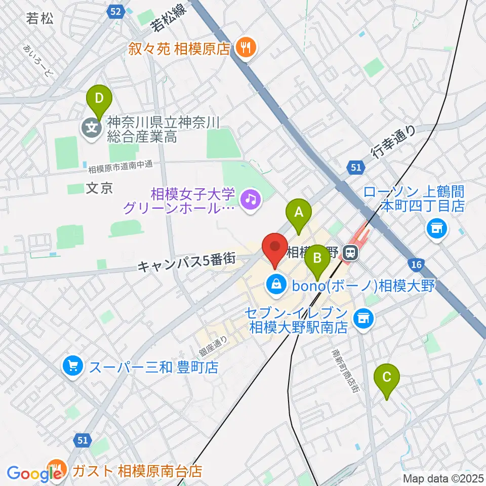 相模大野カルチャーセンター周辺のホテル一覧地図
