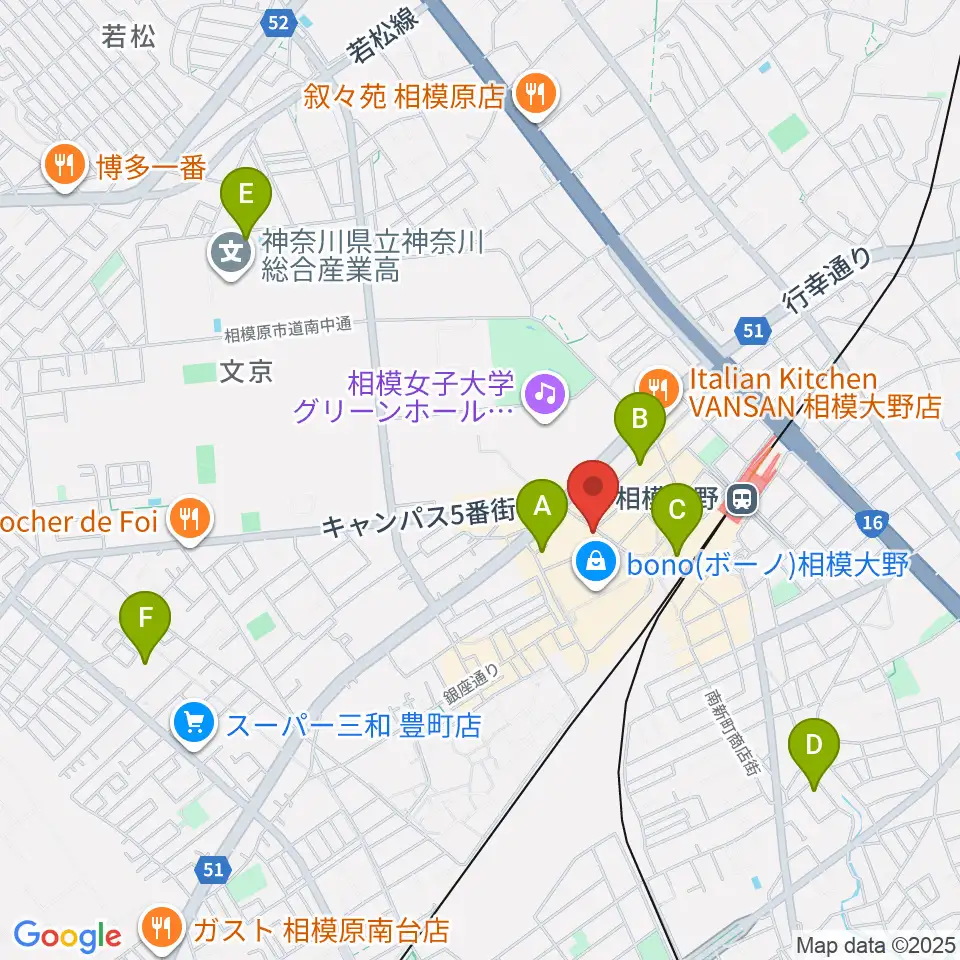 相模大野カルチャーセンター周辺のホテル一覧地図