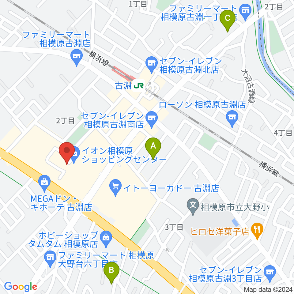 相模原カルチャーセンター古淵店周辺のホテル一覧地図