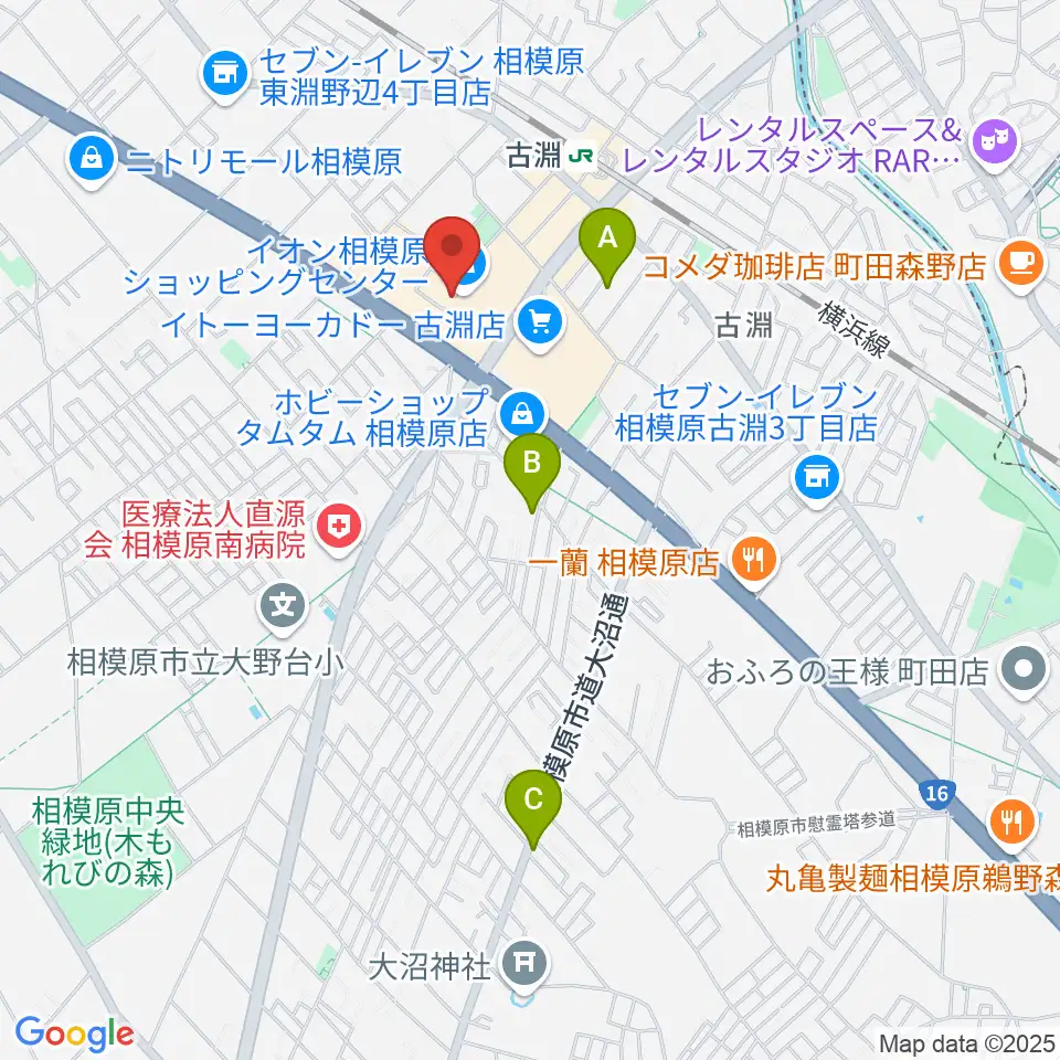 相模原カルチャーセンター古淵店周辺のホテル一覧地図