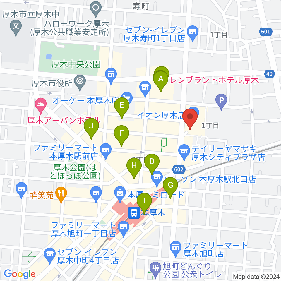 厚木カルチャーセンター周辺のホテル一覧地図