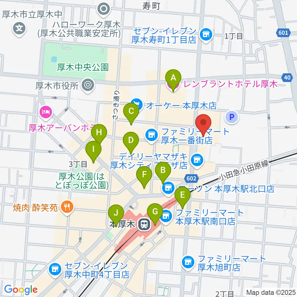 厚木カルチャーセンター周辺のホテル一覧地図