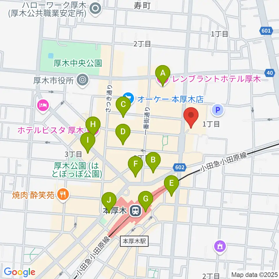 厚木カルチャーセンター周辺のホテル一覧地図