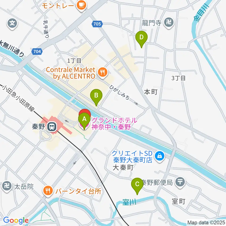 秦野カルチャーセンター周辺のホテル一覧地図