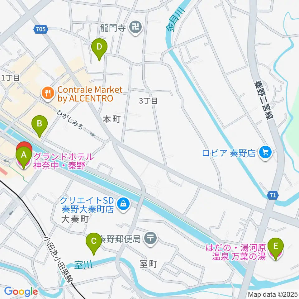 秦野カルチャーセンター周辺のホテル一覧地図