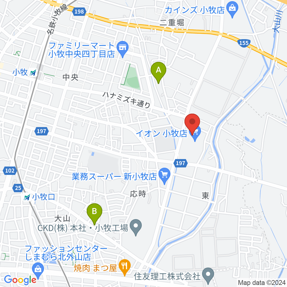 村井楽器小牧店周辺のホテル一覧地図