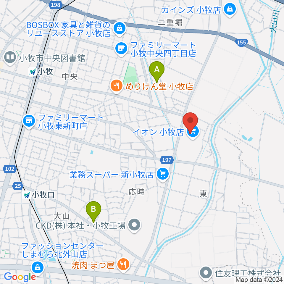 村井楽器小牧店周辺のホテル一覧地図