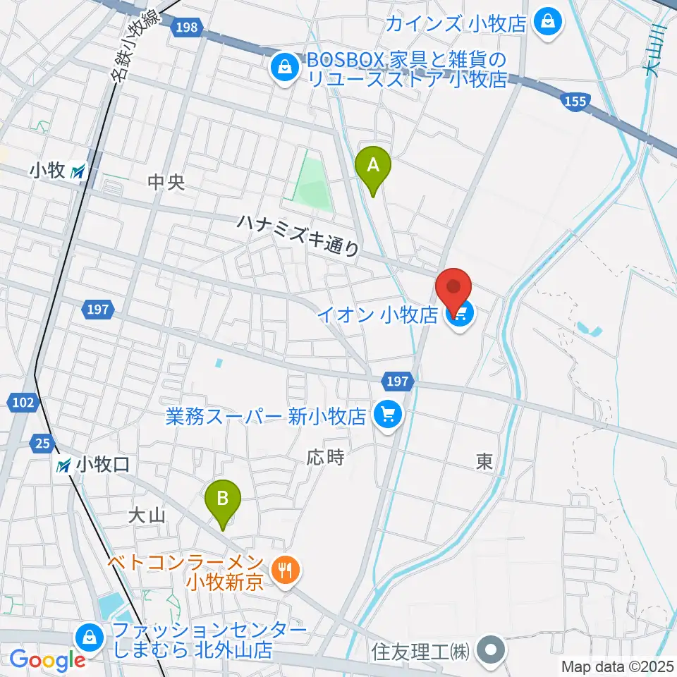 村井楽器小牧店周辺のホテル一覧地図